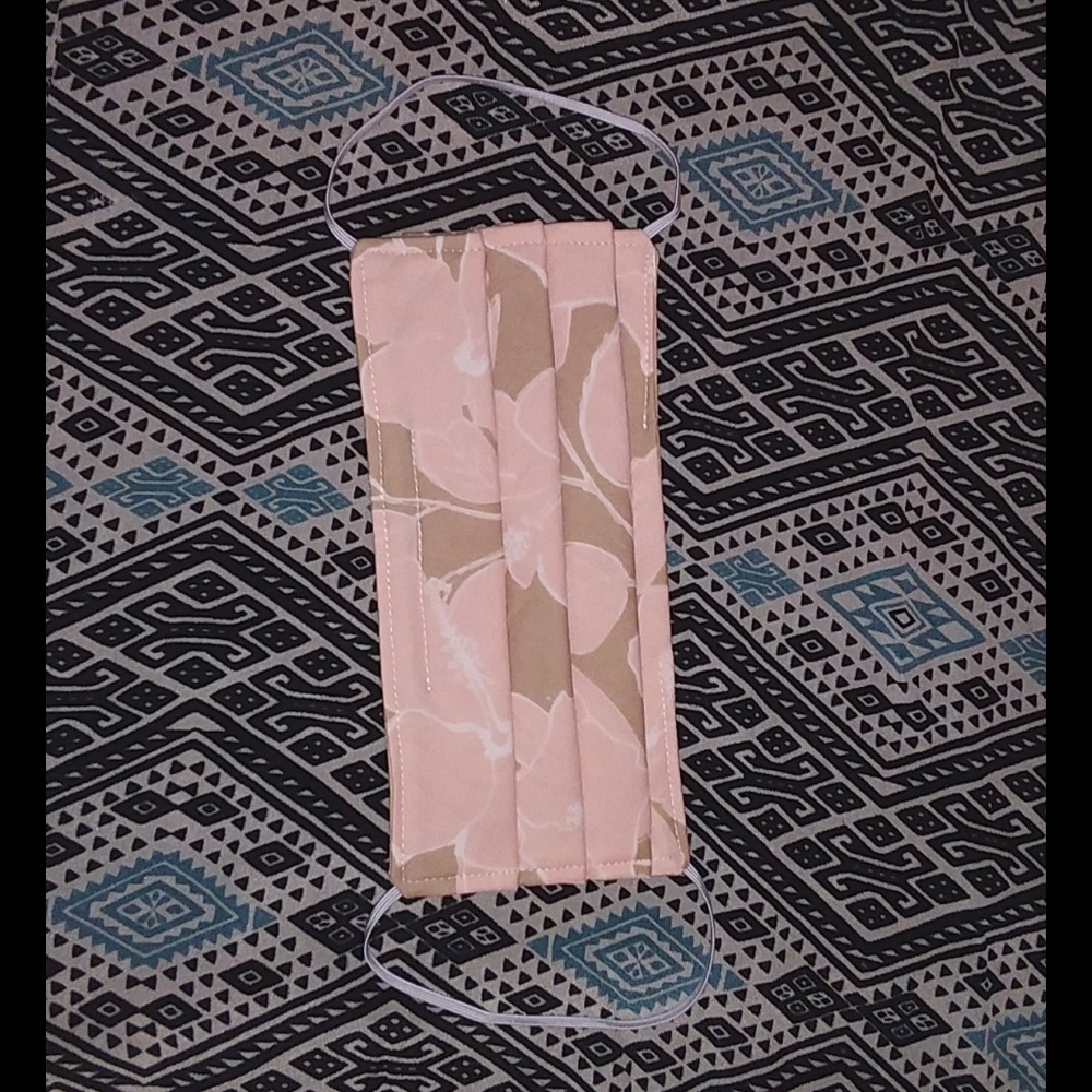 Acacia South Pacific custom cloth face mask swimwear hibiscus pink tan c…